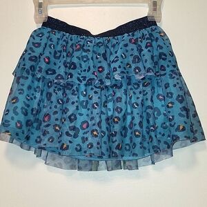 Flowy teal leopard print, sparkly waist skort size 7